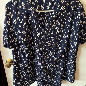 Coldwater Creek Navy and White Button Down Shirt